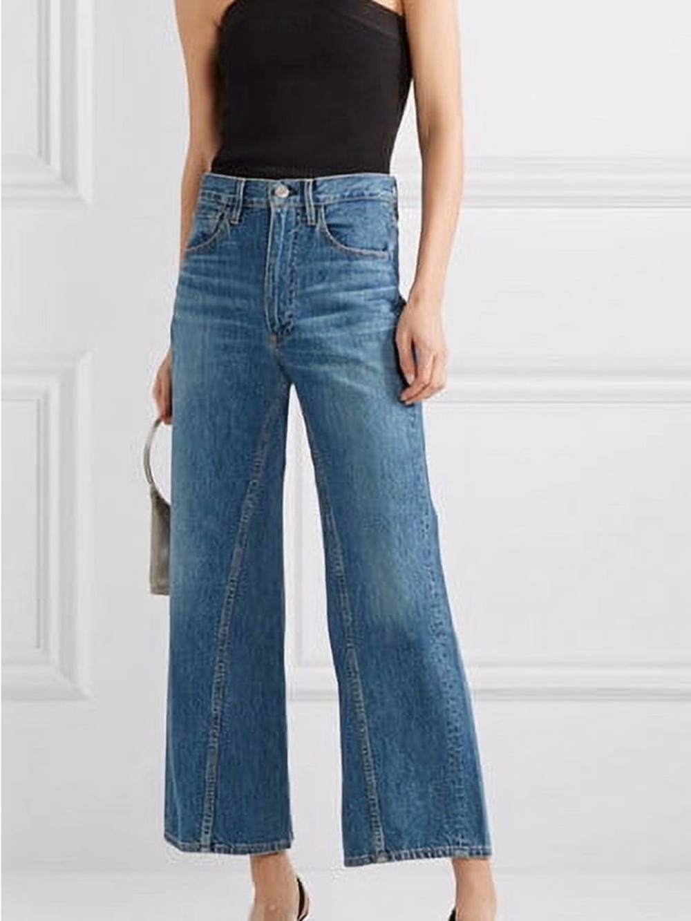 3x1 LENI Blue High-Rise Wide-Leg Jeans